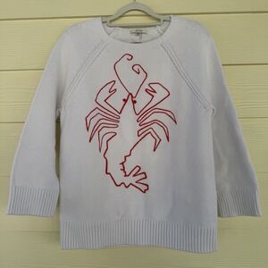 Tyler Boe Embroidered Sweater Medium Novelty Nautical Lobster Coastal Preppy